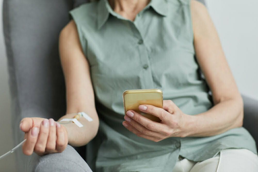 woman getting IV therapy