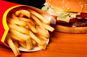 burger and fries from fast food restaurant