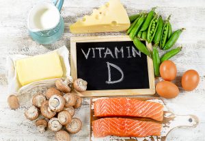 foods with vitamin d, like salmon, eggs, and cheese