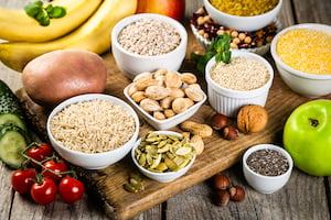 Selection of good carbohydrates sources - vegetables, fruits, grains, legumes, nuts and seeds.